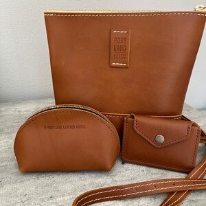 Portland Leather Goods Crossbody Bag w/matching pouch and wallet